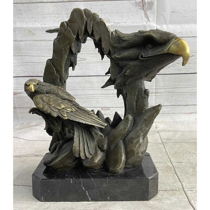 Majestic Bald Eagle Head Sculpture Bronze Statue Figurine Wildlife Bird Lover Art Decor