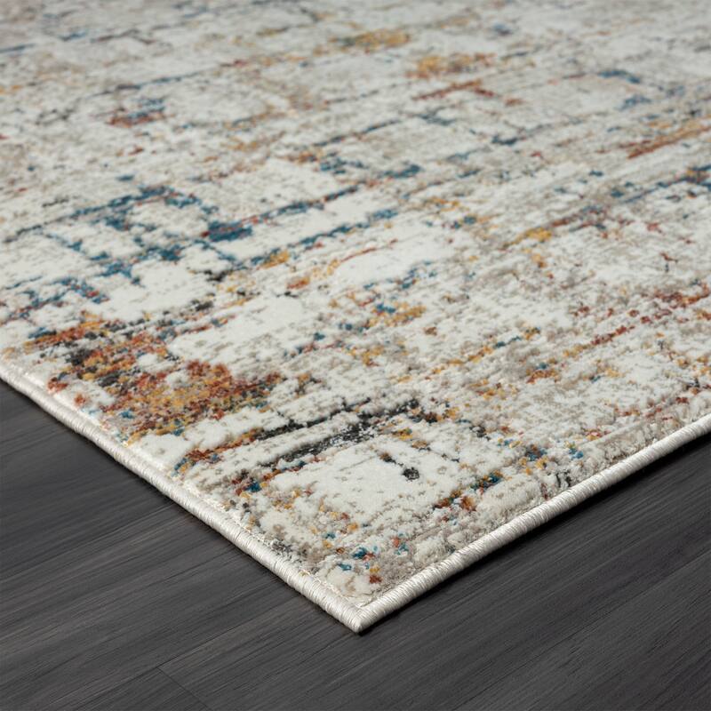 Distressed Abstract Area Rug - 2' x 6' Runner