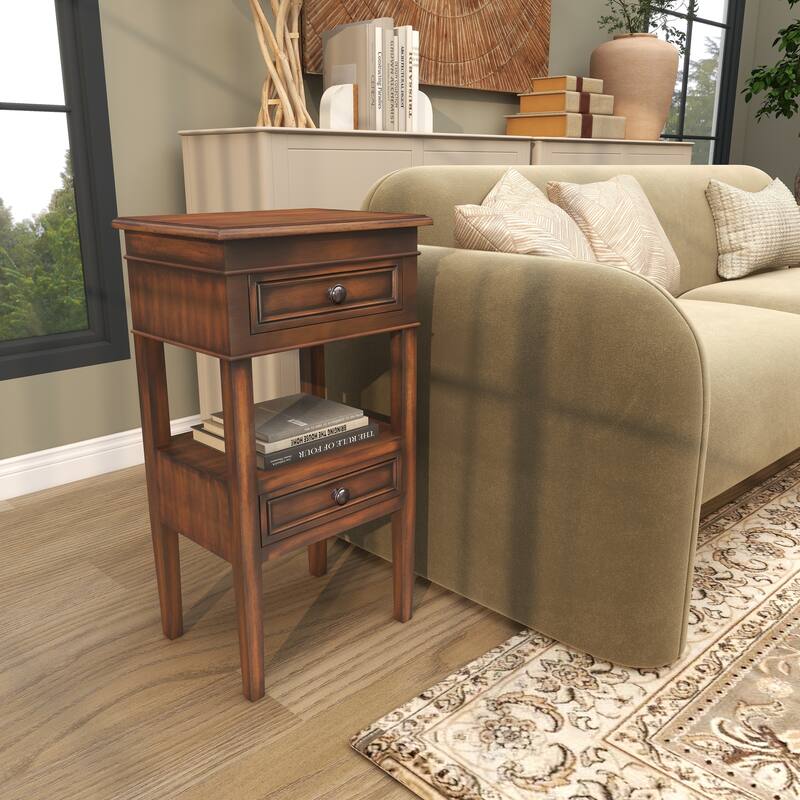 Wood 1 Drawer Accent Table - Brown - Roche River Decor