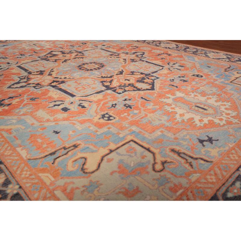 Vegetable Dye Heriz Serapi Area Rug Handmade Oriental Wool Carpet - 9'1" x 12'0"