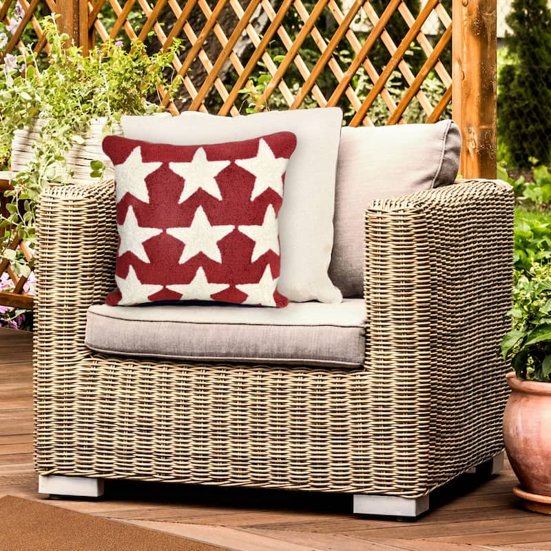 Liora Manne Frontporch Stars Indoor/Outdoor Pillow Red 18" Square - Accent - 18" x 18" - Polyester - Red