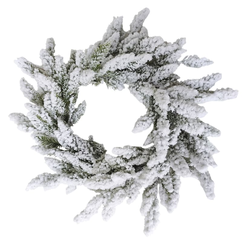 Heavily Flocked Artificial Pine Christmas Wreath - 16.5"