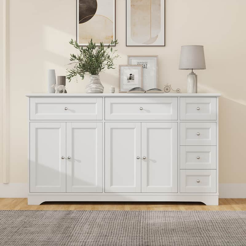 Gymax 59'' Large Storage Cabinet Buffet Sideboard w/ 4 Doors & 6