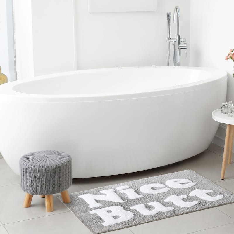 Jessica Simpson "Nice Butt" Cotton Bath Rug, 20"x32" - Grey