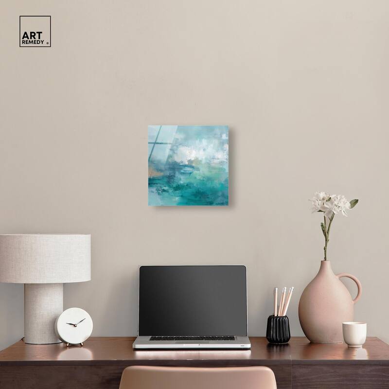 Green Blue II Acrylic by Art Remedy, Ready to Hang
