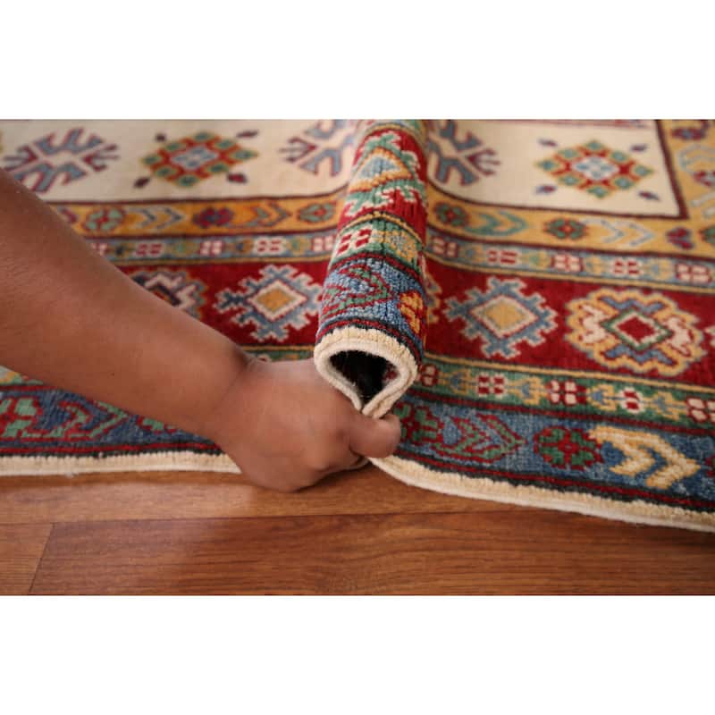 Beige Kazak Oriental Area Rug Handmade Wool Carpet - 5'2" x 6'9"