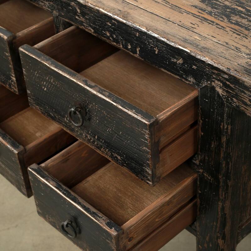 Capri 7 Drawers Sideboard Distressed Black 60x17x35H