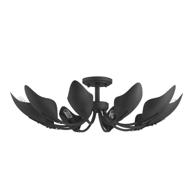 Hunter Juneway 10-Light Flush Mount Chandelier - Transitional, Modern/Contemporary - Dining Room, Living Room, Bedroom.