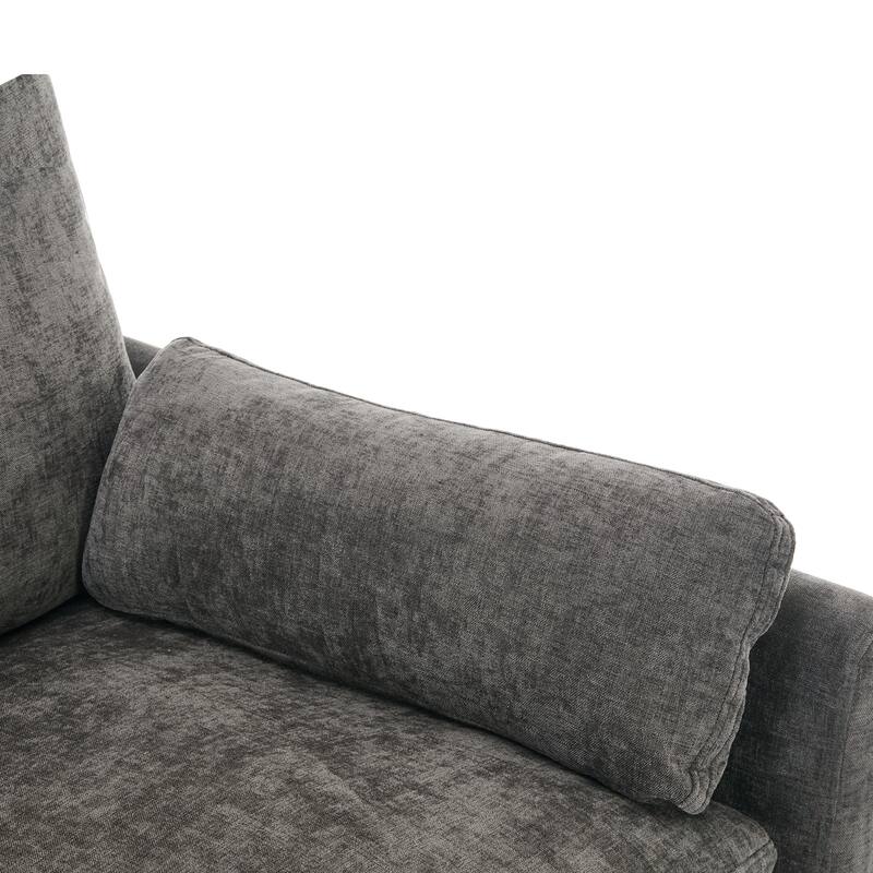 Chenille Upholstered Loveseat Sofa, Oversized Comfy Cloud Sofa, Loveseat Sofa with Curved Armrs & Detachable Lumbar Pillow