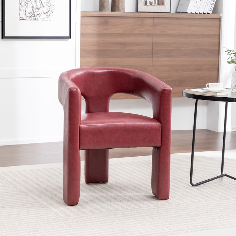 SEYNAR Modern Glam PU Leather Upholstered Dining Chair, Open-Back Accent Chair