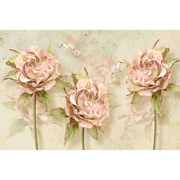 3D Pink Dried Flower and Vintage Roses TEXTILE Wallpaper - On Sale -  Overstock - 31419805