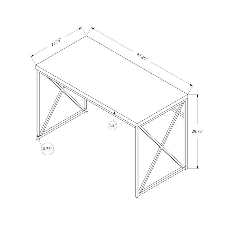 Computer Desk, Home Office, Laptop, Work, Grey Laminate, Black Metal, Contemporary