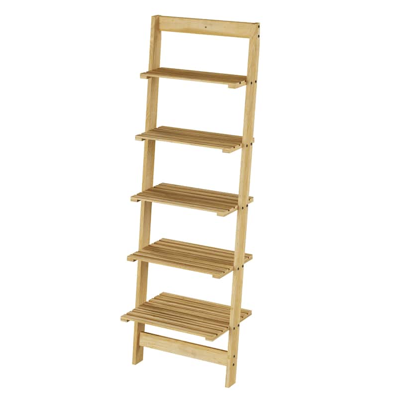 Lavish Home 5-Tier Wood Ladder Shelf, Oak