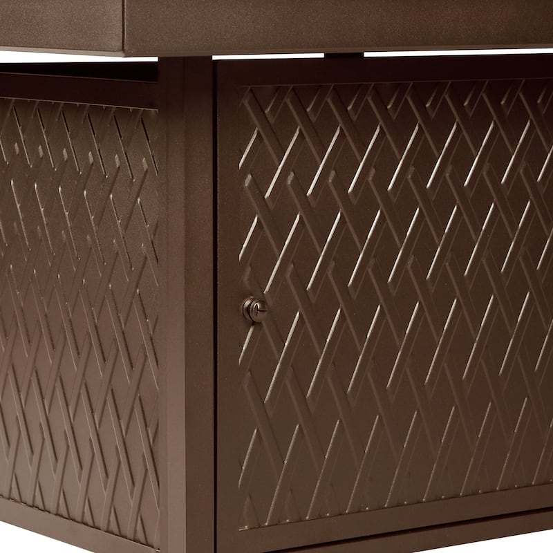 Square 42 in. x 42 in. Aluminum Propane Fire Pit Table with Glass Beads, Two Covers, Lid, 57,000 BTUs - N/A