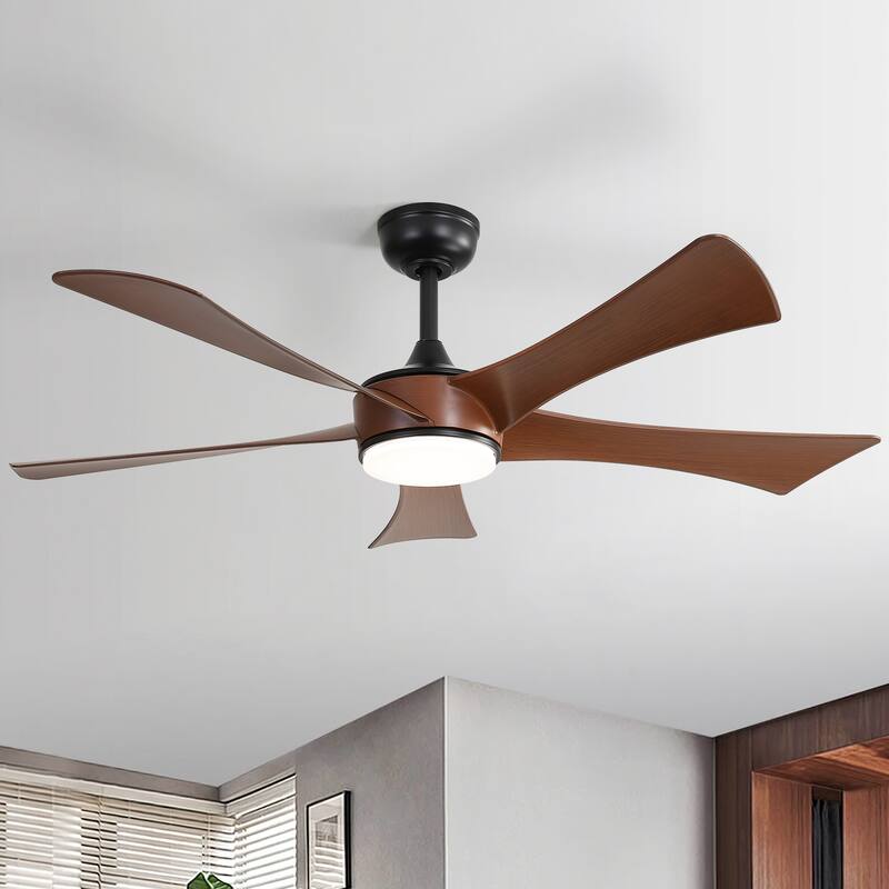 52" Indoor Noiseless Ceiling Fan with Integrated LED Light and Remote - Black