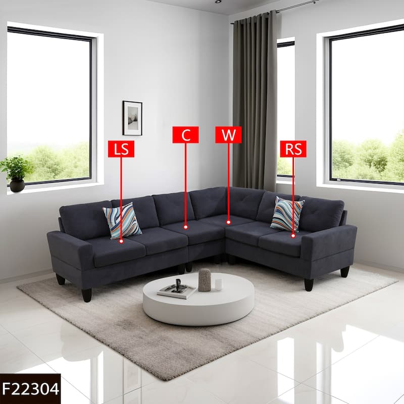 Contemporary 4-Piece L-Shaped Sectional Sofa Set