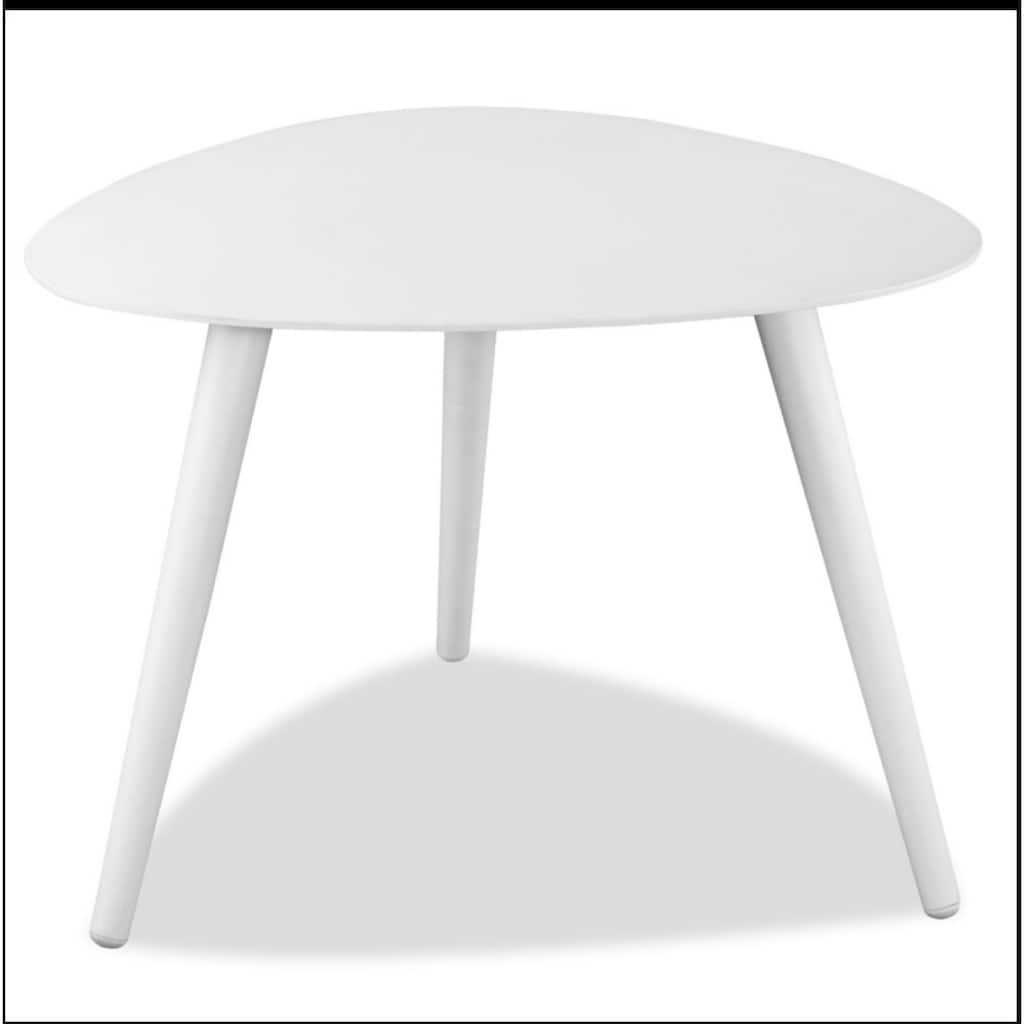 Small White Metal End Table Modern Triangle Side Table for Living Room - 17” x 19” x 14”