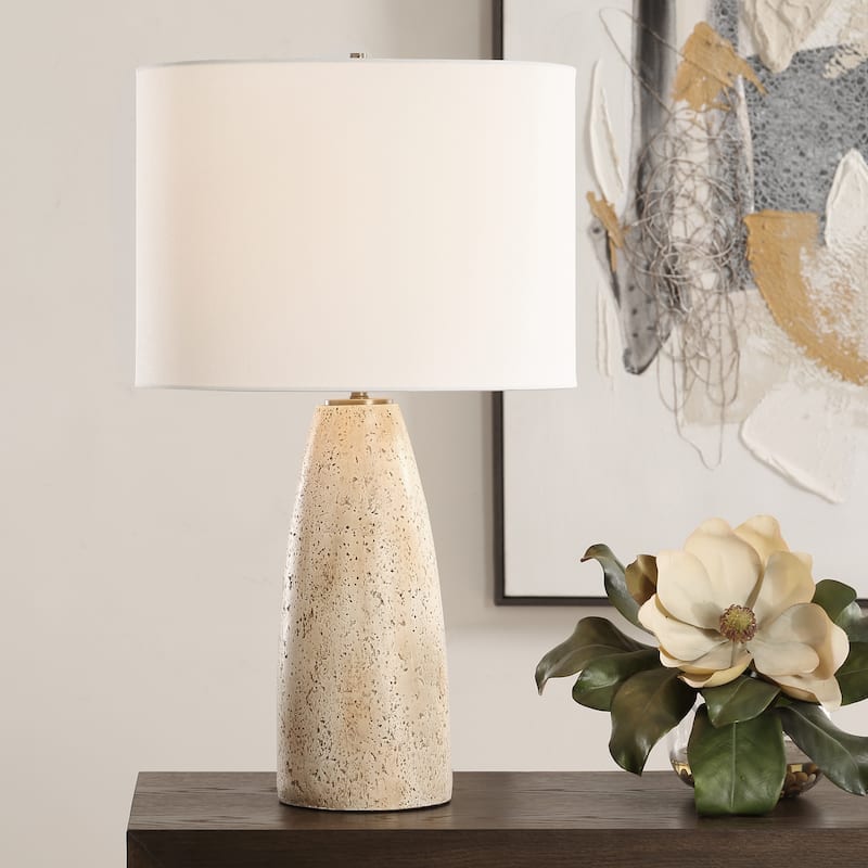 Tapered Base Table Lamp with Drum Shade - 26.5" - Brown