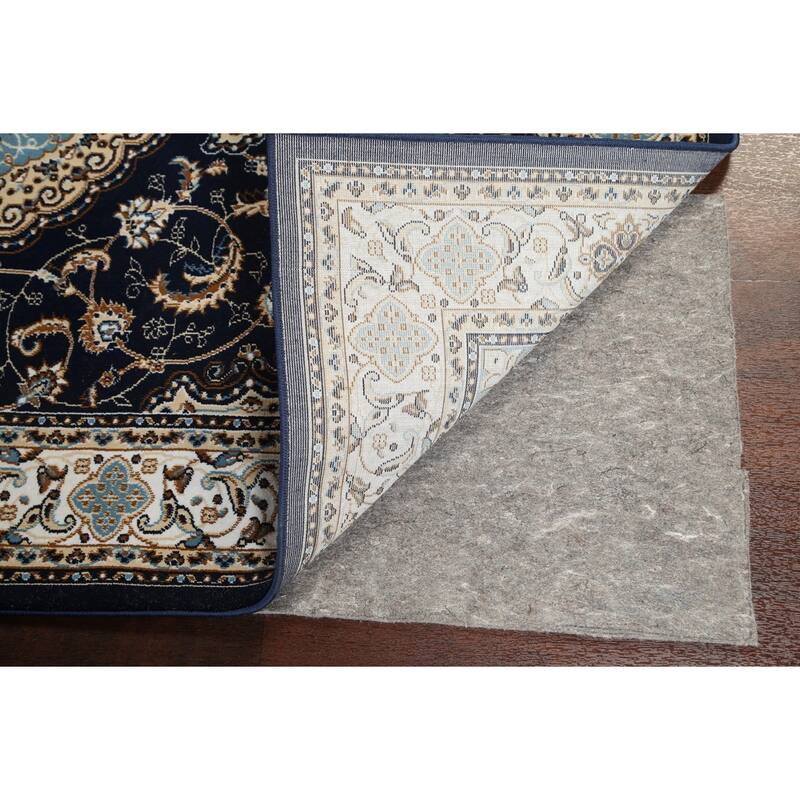 Navy Blue Floral Oriental Traditional Tabriz Area Rug Turkish Carpet