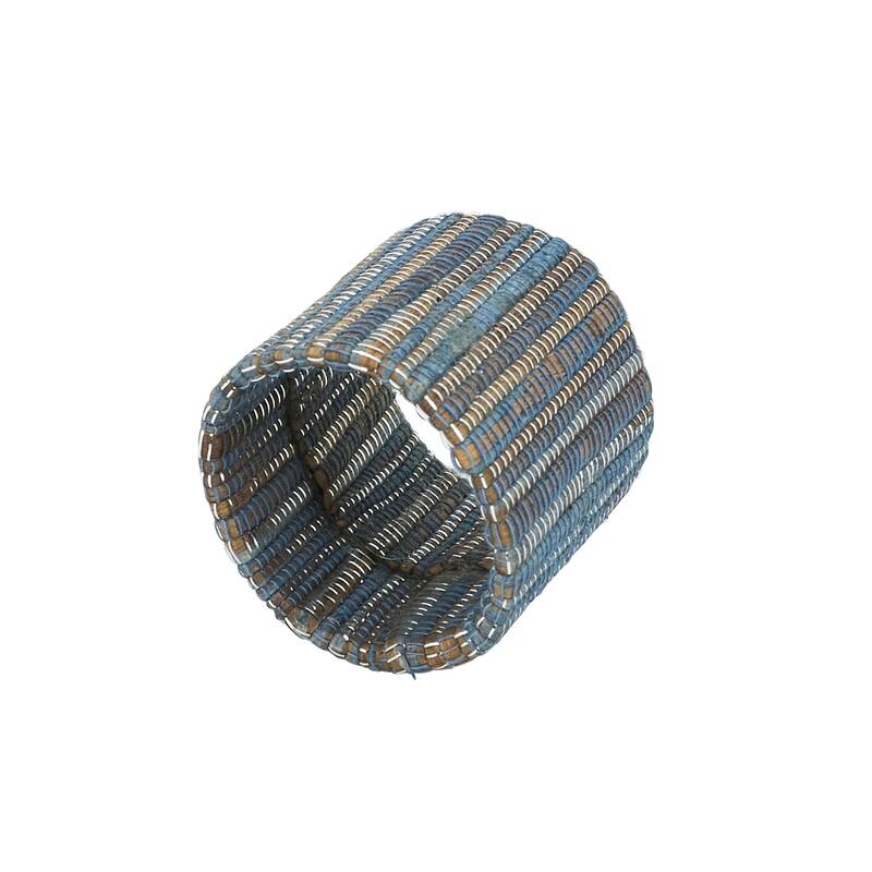 Shimmering Napkin Rings With Woven Nubby Design (Set of 4)