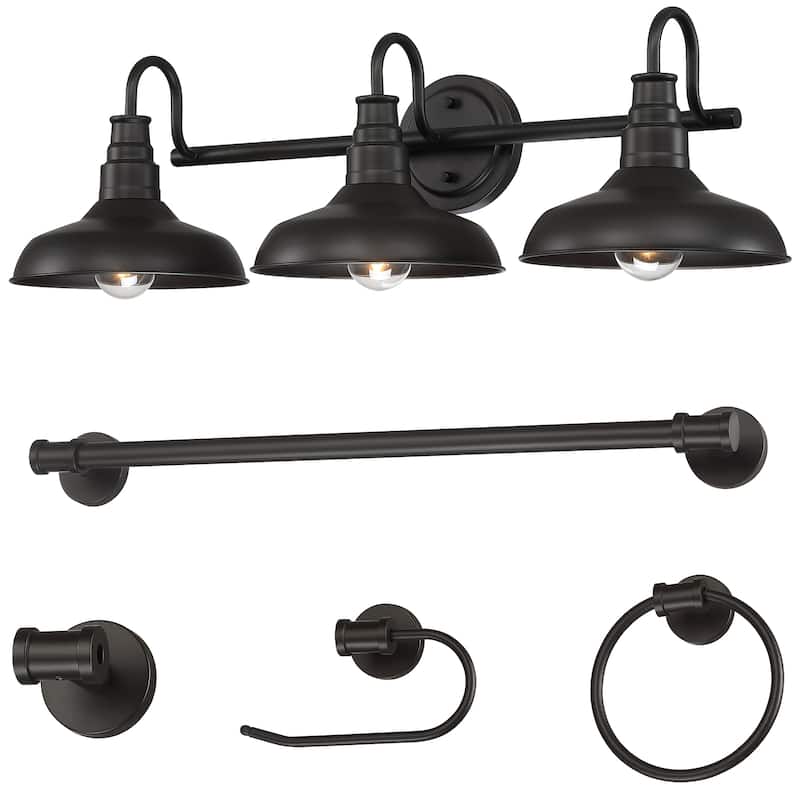 Black Finish Industrial 3-light Metal Vanity Light