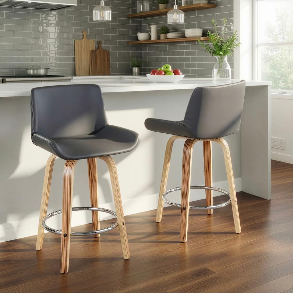 Carson Carrington Tranas 25" Fixed-Height Counter Stool with Round Footrest (Set of 2)