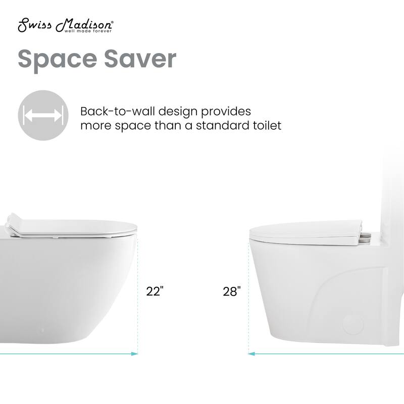 Angers Back To Wall Concealed Tank Toilet Bowl Bundle In Glossy White - 22.24" x 14.37" 16.14"