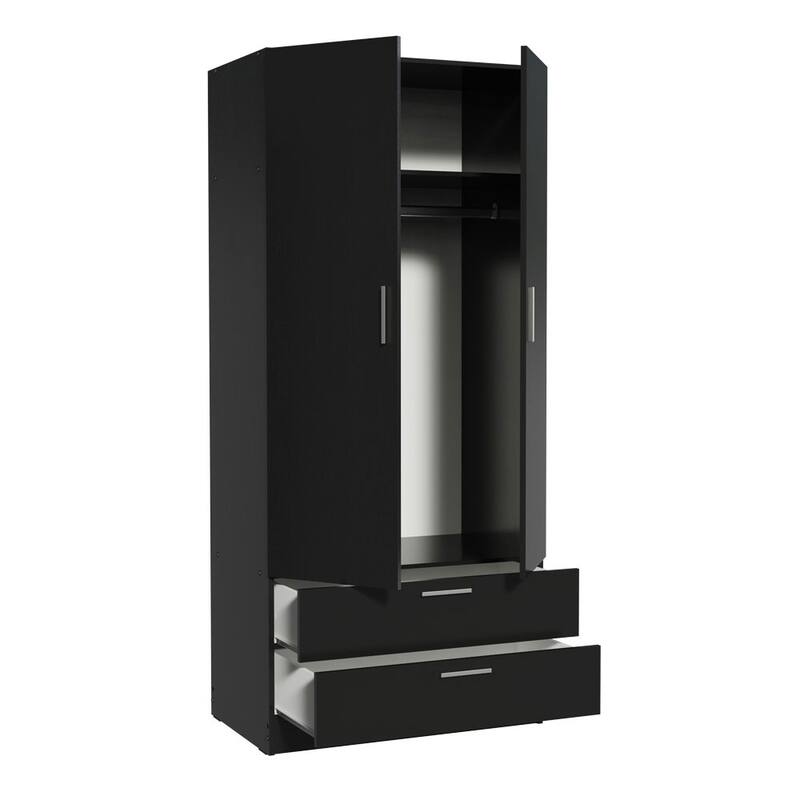 Madesa 2 Door 2 Drawer Wardrobe with Hanging Space 31"L