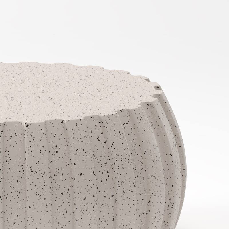 GDFStudio Sylas Magnesium Oxide Coffee Table for Indoor & Outdoor with Stylish Round Design