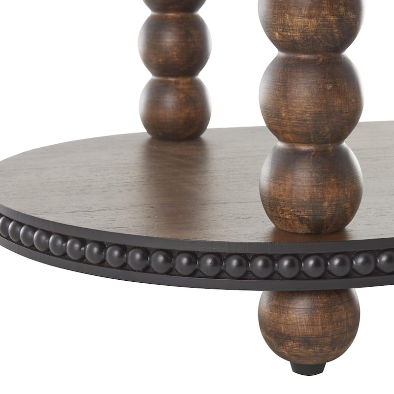 Wood Oval Spindle Console Table with Beaded Edges - Brown - Roche River Decor