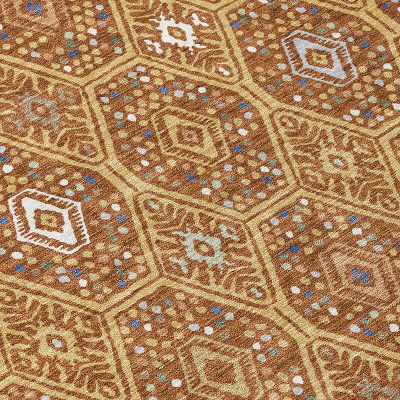 Machine Washable Indoor/ Outdoor Modern Hexi Chantille Rug