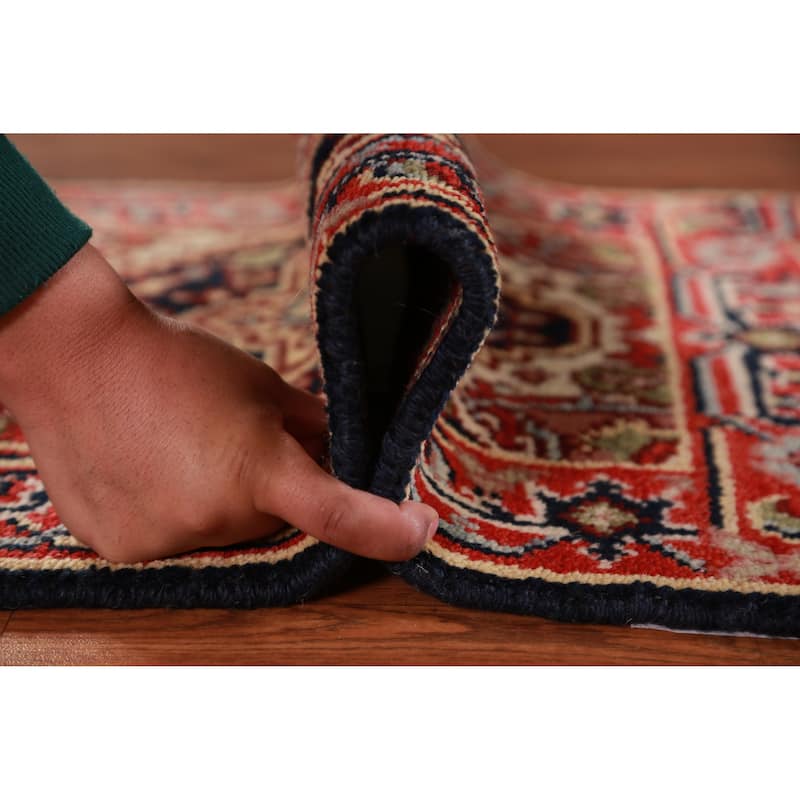 Dark Blue Geometric Heriz Serapi Foyer Rug Hand-Knotted Wool Carpet - 2'0" x 3'0"