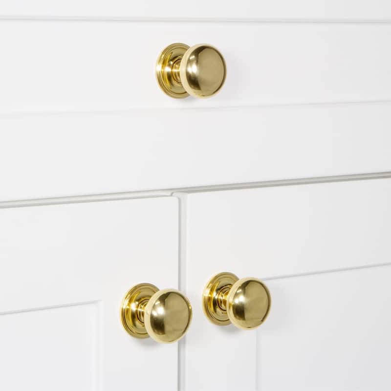 Grandeur FIFT-BRASS-KNOB-GEO Fifth Avenue 1-3/8” Solid Metal Luxury