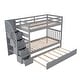 preview thumbnail 9 of 38, Multifunctional Design Wood Bunk Bed With Trundle, Stairway, Maximized Storage Space