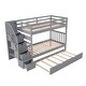 preview thumbnail 9 of 18, Twin/Full Bunk Bed with Trundle & Stairs - Practical for Kids' Rooms
