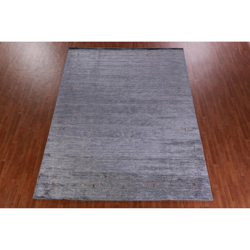 Hand Knotted Oriental 100% Wool Carpet Tribal Tribal Navy Blue & Blues Gabbeh Area Rug - 12' 1'' X 9' 0''