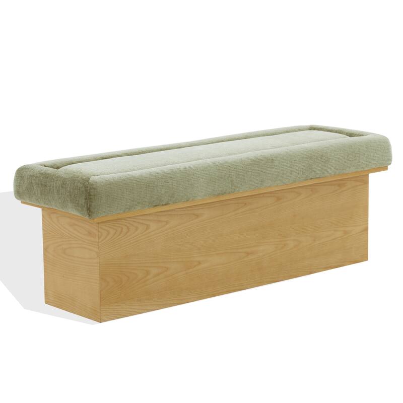 SAFAVIEH Couture Trudy Chenille And Wood Bench - 51"W x 17"D x 18"H