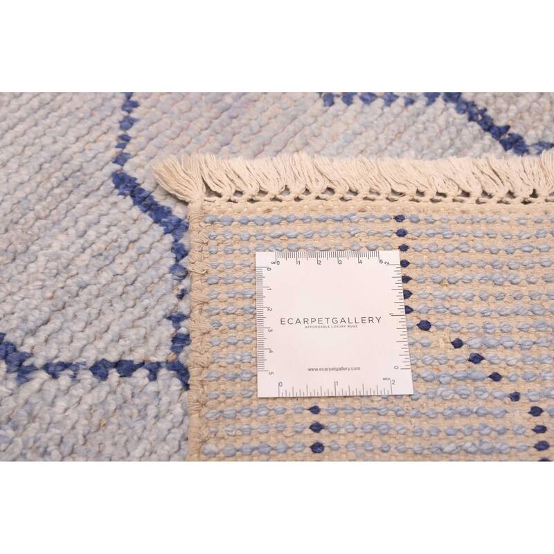 ECARPETGALLERY Hand-knotted Tangier Light Denim Blue Silk Rug - 4'11 x 7'9