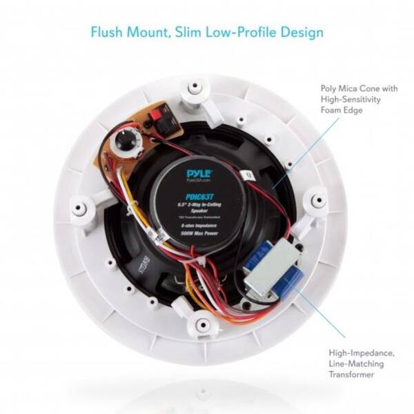 Shop 6 5 In Wall In Ceiling 70v Speaker Flush Mount Low Profile Speaker With 70 Volt Transformer 500 Watt Overstock 27584740