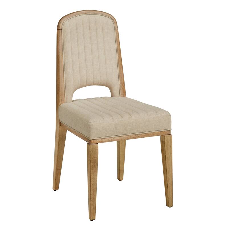 Harstad Wood Finish Cream Fabric Channel Stitching Dining Chair (Set of 2) by iNSPIRE Q Modern