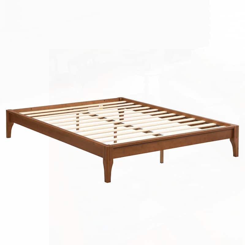 12 Inch Solid Dry Bamboo Wood Platform Bed Framewith Wood Slat Support,