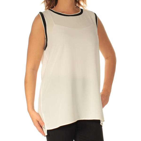 Vince Camuto Womens Ivory Sleeveless Jewel Neck Tunic Top Size L Overstock 23456441