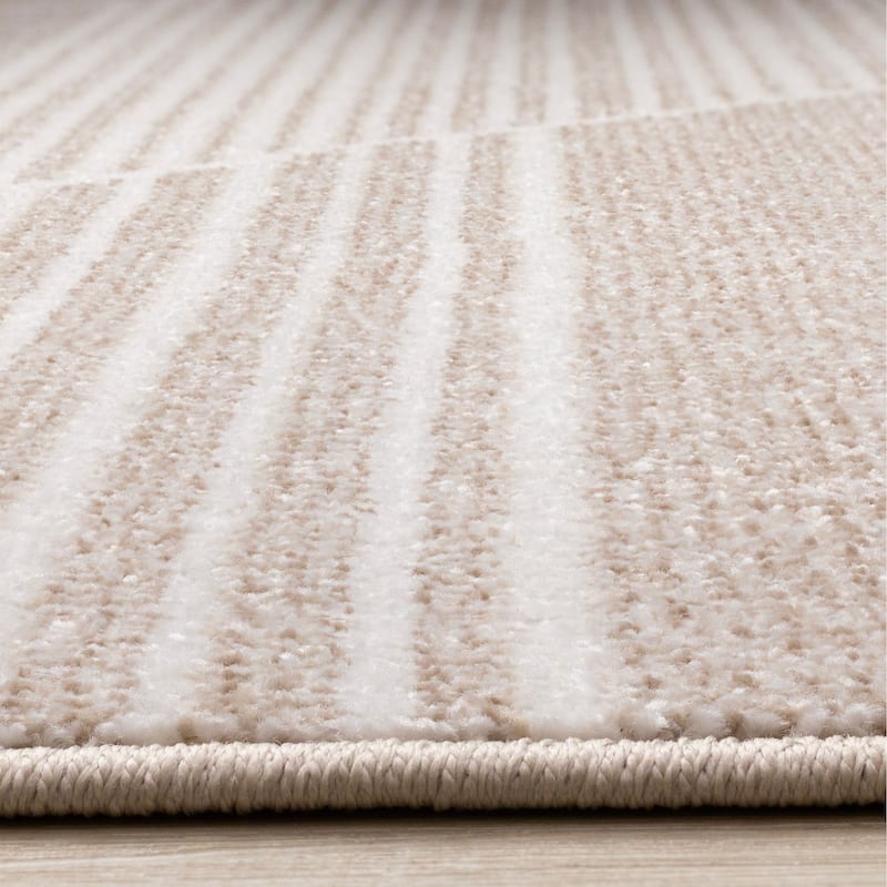 Beige Cream Diagonal Striped Design Rug