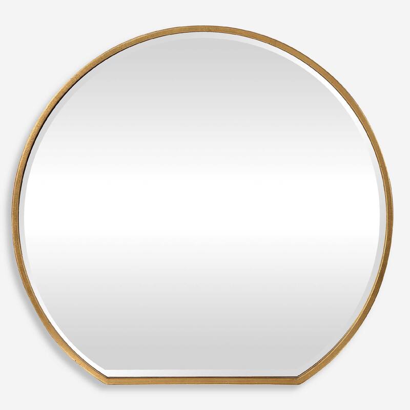 Beveled Round Wall Mirror - 42" - Metallic Gold