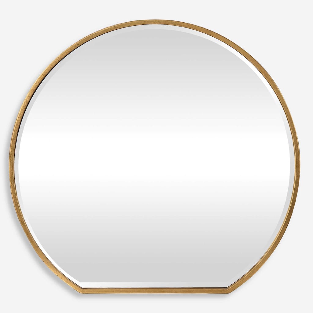 Beveled Round Wall Mirror - 42" - Metallic Gold