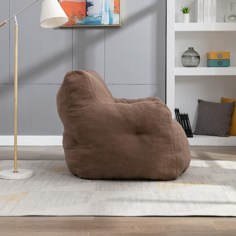 Anmytek Plush Comfy Tufted Teddy Fabric Foam Bean Bag Chair for Living Room Bedroom