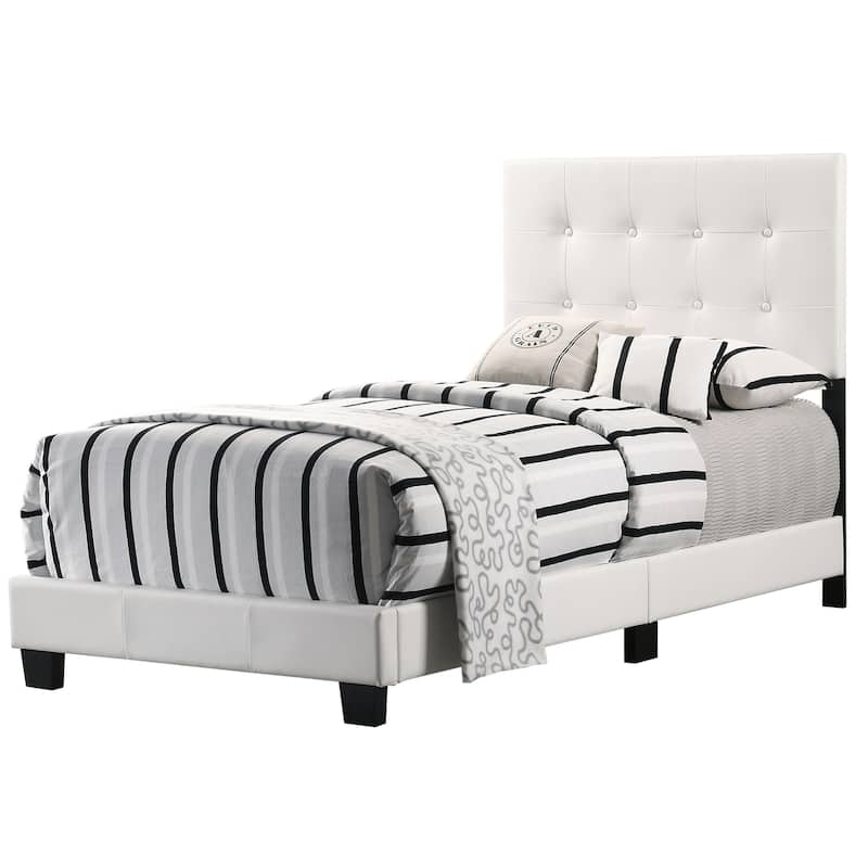 Caldwell Faux Leather Tufted Bed - White - Twin