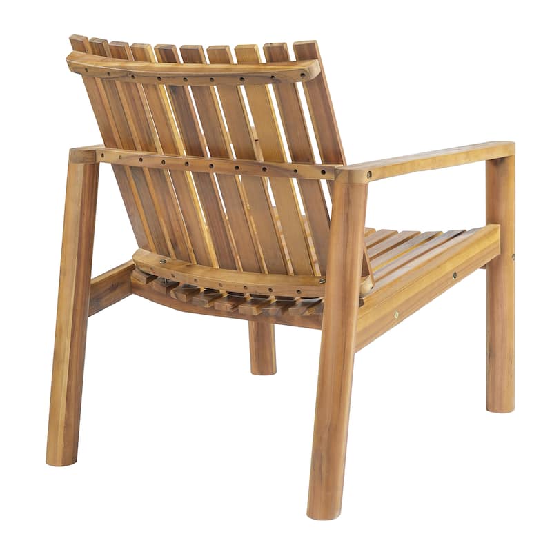 Christopher Knight Home - Solid Acacia Wood Outdoor Lounge Chair with Arms and Slatted Back