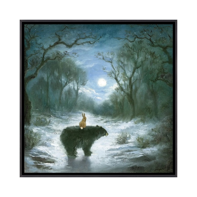 iCanvas "Isabella And The Bear" by David Joaquin Framed - 18x18 - Ebony