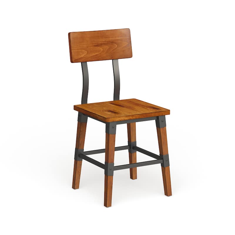 2 Pack Commercial Grade Rustic Antique Industrial Style Wood Dining Chair - Walnut